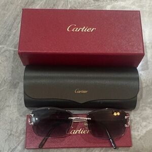 Cartier Sunglasses with Black Frame and Red Box